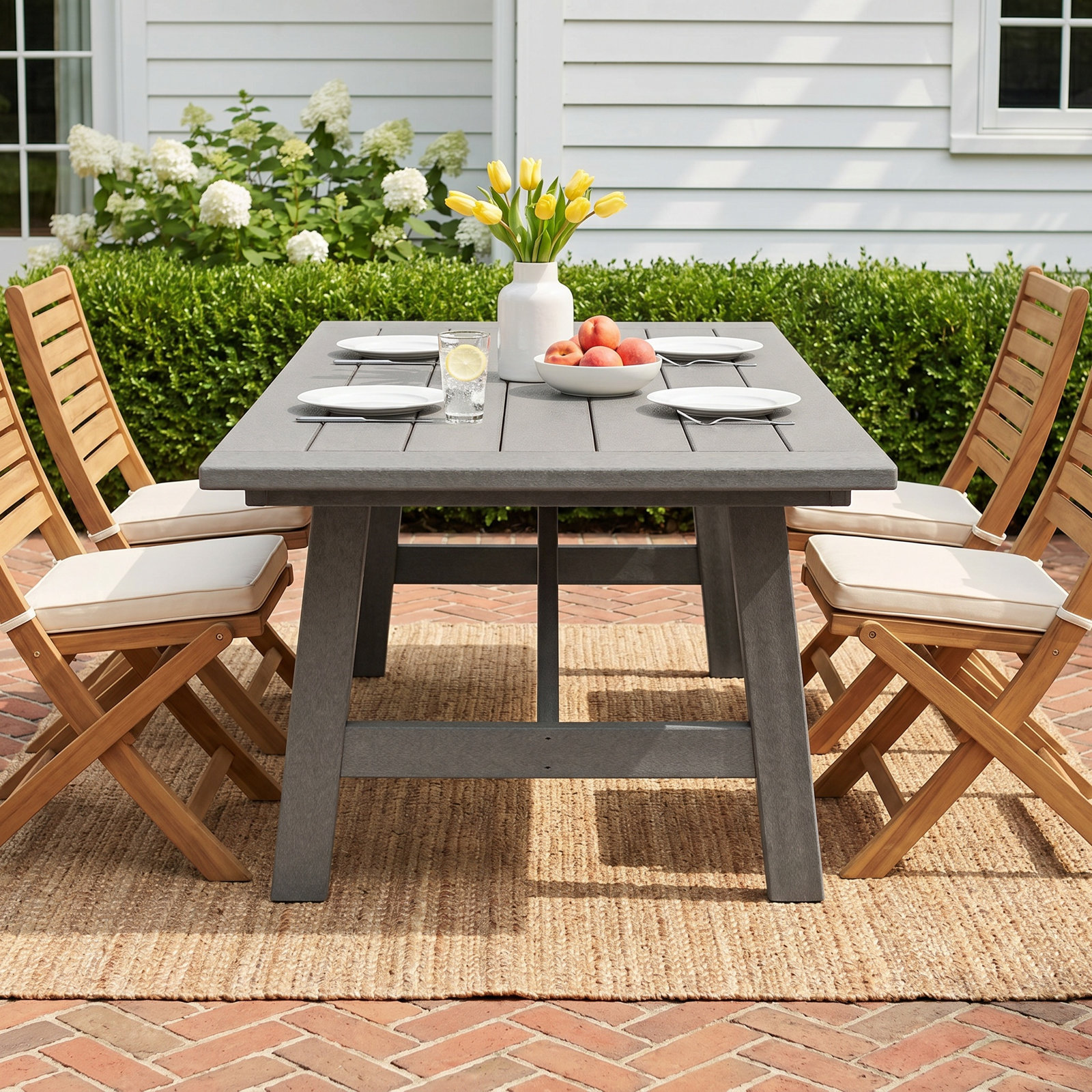 Rustic Farmhouse 39" x 75" Dining Table, Slate Gray