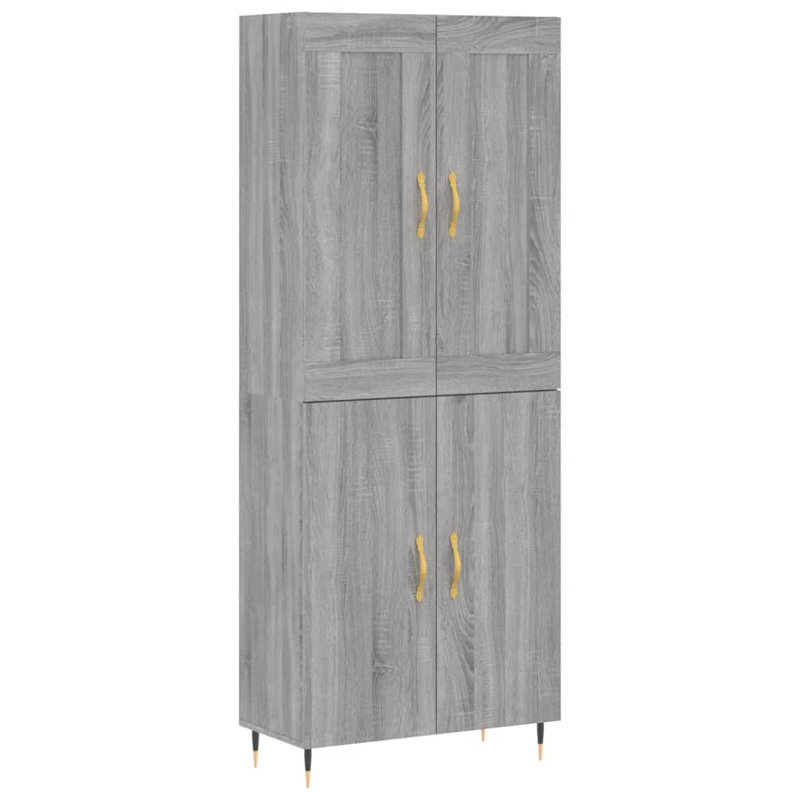 Frankfield 4 Door Manufactured Wood Wardrobe, Grey Sonoma