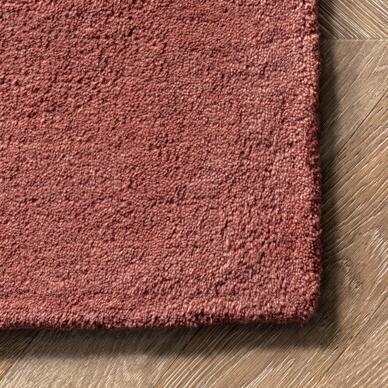 Holub Handmade Tufted Wool Red/White Area Rug, Rectangle 5' x 8'