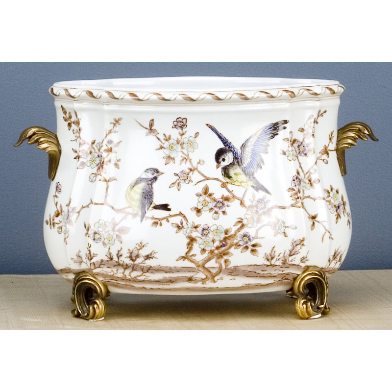 Pot à fleurs en porcelaine or / gris Ormolu