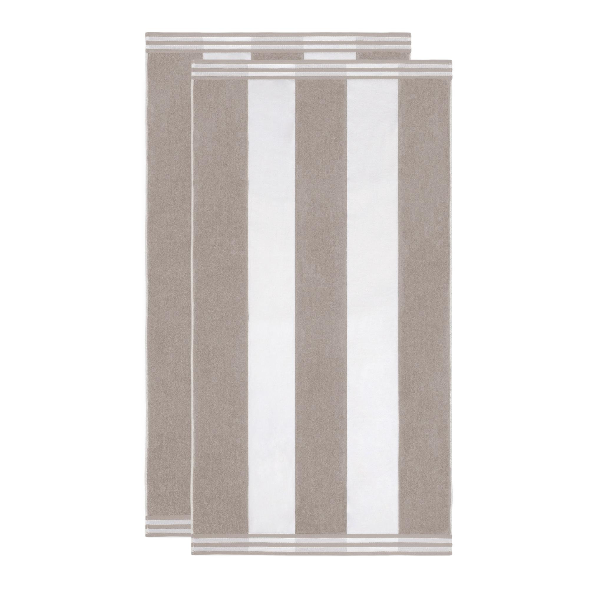 Calheta Cotton Oversized Cabana Stripe Beach Towels, 2, Light Gray