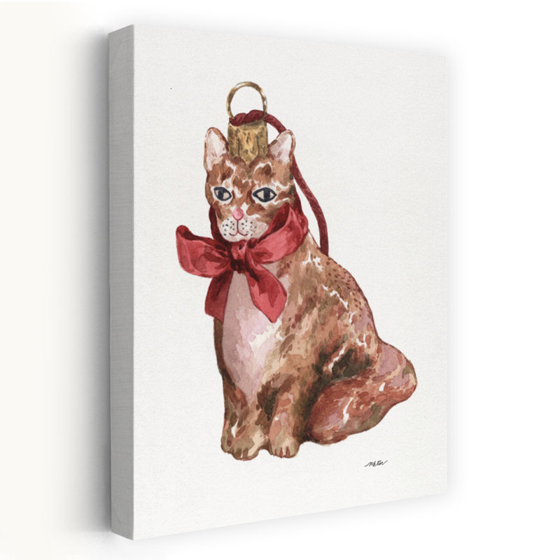 Charming Cat Ornament Contemporary Cat Winter Wall Art Print 1 Piece Wrapped Canvas Wall Art, 45.72cm H x 30.48cm W