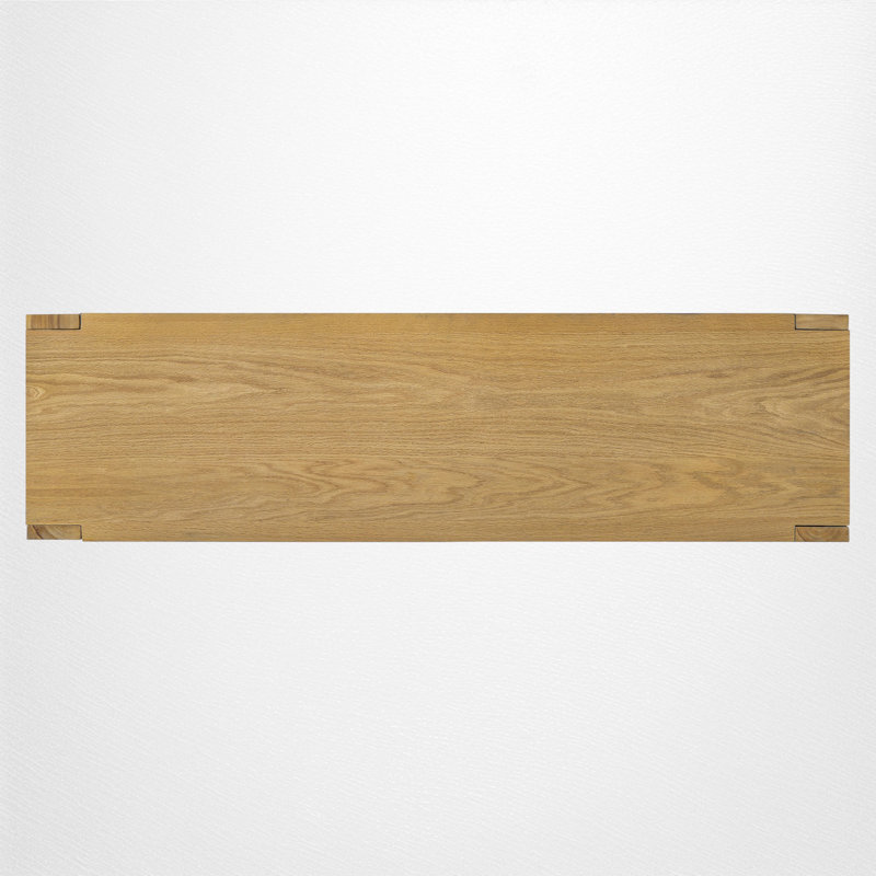 Natural Wood 4-door Buffet Sideboard With Adjustable Shelves And Distressed Oak Finish, 59", Natural 1