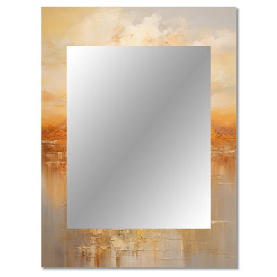Bold Sunset Golden Collage II - miroir mural coucher de soleil, miroir décoratif traditionnel, impression d'art en métal