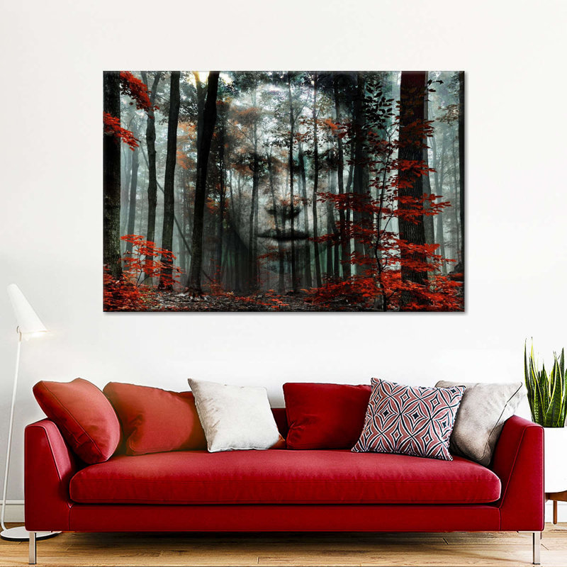 Portrait de femme forêt sur toile, H 8 po x l 12 po x P 1 po