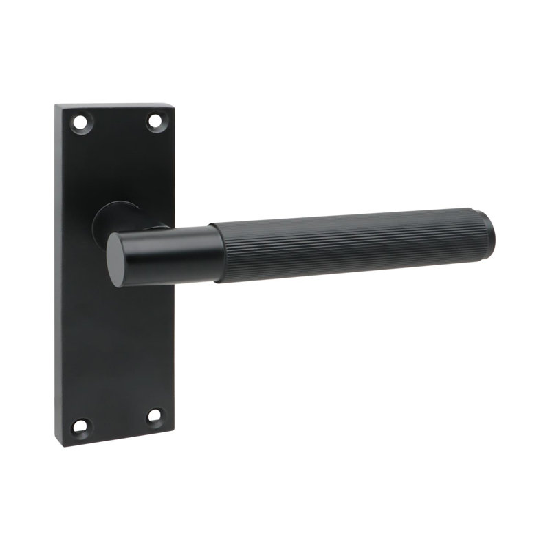 Golden Grace 4 Pair Victorian T-Bar Linear Design Door Handle Matt Black Finish with Ball Bearing Hinges and Latches - 120 x 40mm