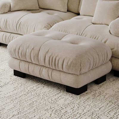 Chenille Fabric Ottoman For Living Room