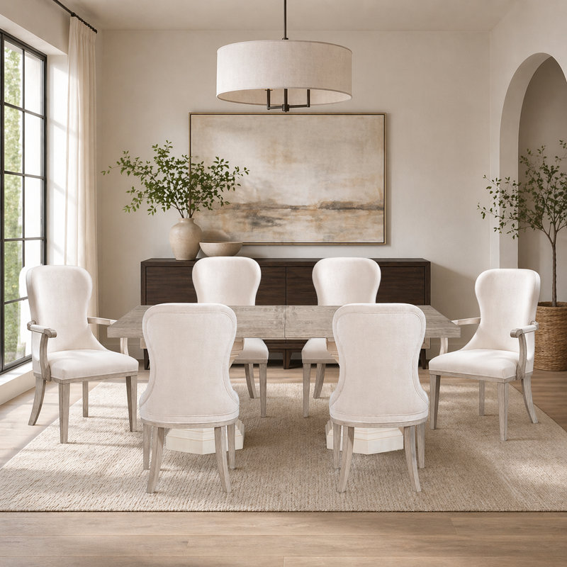 Ensemble de salle à manger 7 pièces pour 6 tables extensibles Iralyn, 4 chaises d'appoint et 2 chaises avec accoudoirs Iralyn