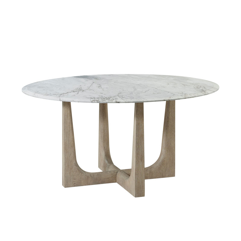 Repose Round Marble Dining Table, Gray Oak