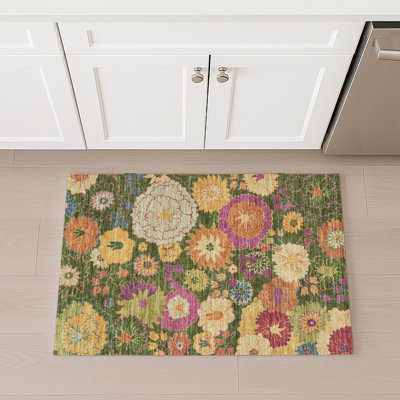 Machine Washable Indoor/Outdoor Matteson ACN2293 Floral Rug