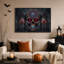 Crâne de vitrail gothique avec bougies rouges et art mural d'Halloween sur toile-1064663398