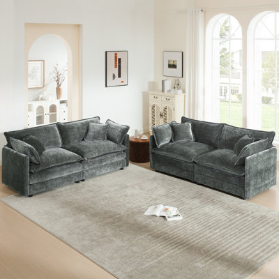 Living Room Set, Chenille Sofa, 2 - Piece Loveseat, For Living Room Set