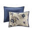 Courtepointe en microfibre pour très grand lit, bleu, avec imprimé coquille et coussins, très grand, bleu-119449072