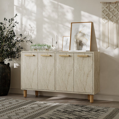 Modern Console Table, Travertine Color, 47.2 x 28.9 x 11.6 inches | 100% Melamine Coated Particle Board, Thickness: 0.7 inches | Sleek Design for Living Room or Entryway, Stylish and Durable