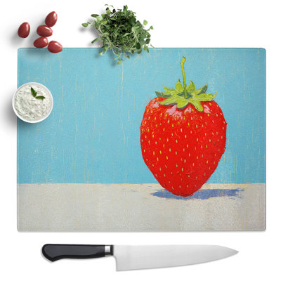 Strawberry Minimalism No.3  Glass Chopping Board