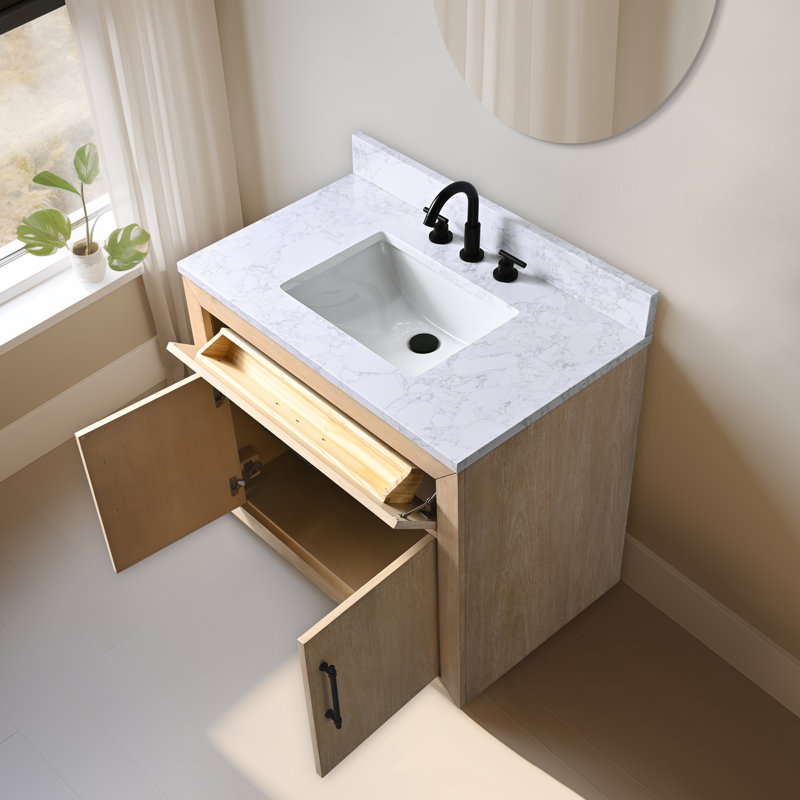 Ensemble de meuble-lavabo 36 po, Blanc, Blé clair