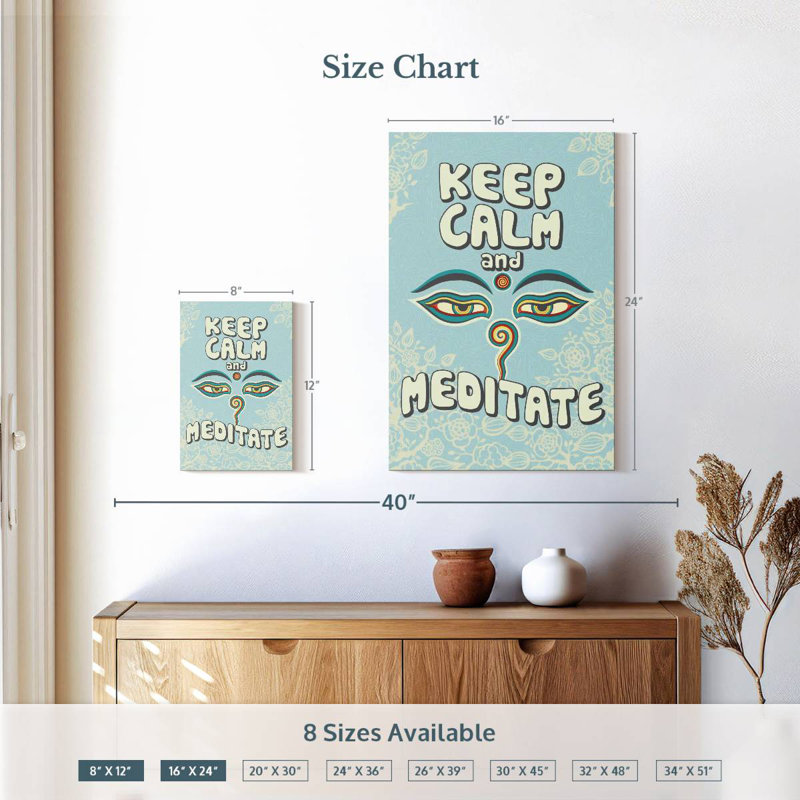Tergel Keep Calm Meditate, 12" H x 8" W