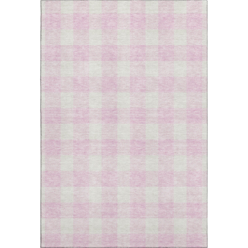 Premium Machine Washable Prisco Pink Rug, Rectangle 5' x 7'6"