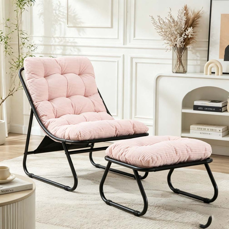 Chaise longue d'extérieur avec repose-pieds pour patio, Pink