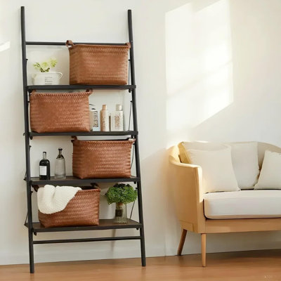 6-Piece Waterproof Laundry Storage Baskets Set, 15L Woven Organizer Bins With Leather Handles For Shelves, Closet, Bathroom, Bedroom And Home Organization