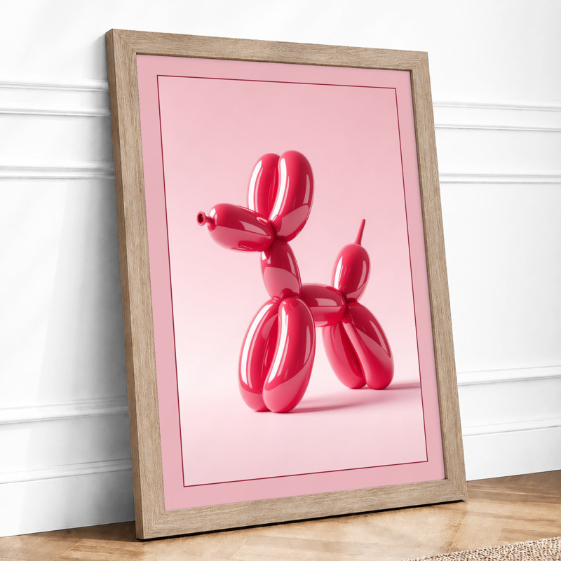 Balloon Pup Pop Art - Framed Print, A1 - 84.1 x 59.4 cm, Oak