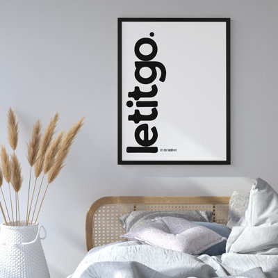 «Z Studio Motivation», art mural «Let It Go», impression inspirante d'encouragement, citation d'affirmation positive, décoration murale pour chambre de dortoir, bureau 12 x 16 po, cadre noir