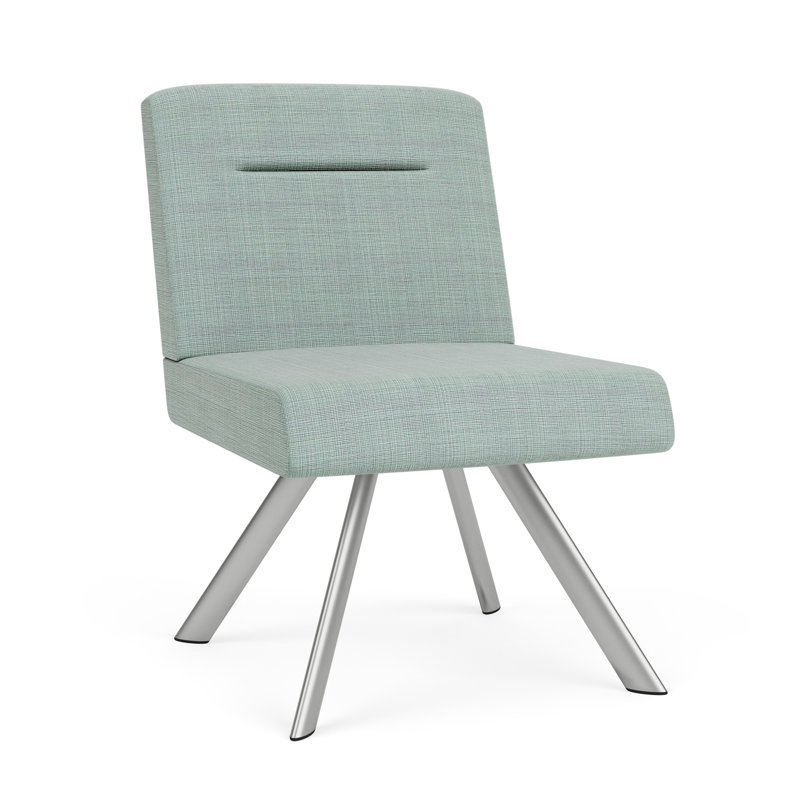 Fauteuil d'invité Willow, Argent argent, Chambray écume de mer