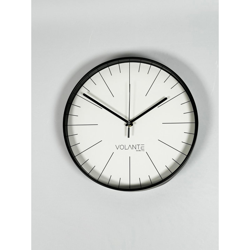 Elegant Decorative Wall Clock, 11.8 inches Diameter, Black Plastic Frame, Real Glass Cover, 1.8 inches Thick | Stylish and Functional Home Decor | Perfect for Living Room, Bedroom, and Office Spaces