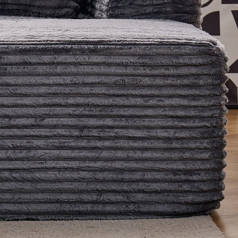 Repose-pieds rembourré en flanelle de 37,4 po Kapellen, Gris
