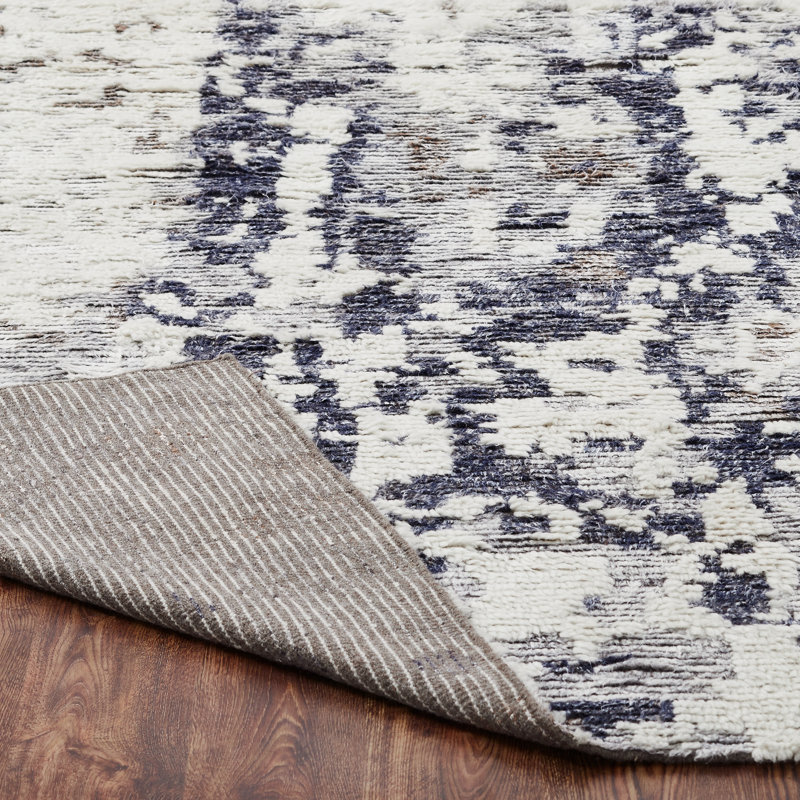Wool Area Rug in Gray/Blue, Rectangle 9'6" x 13'6"