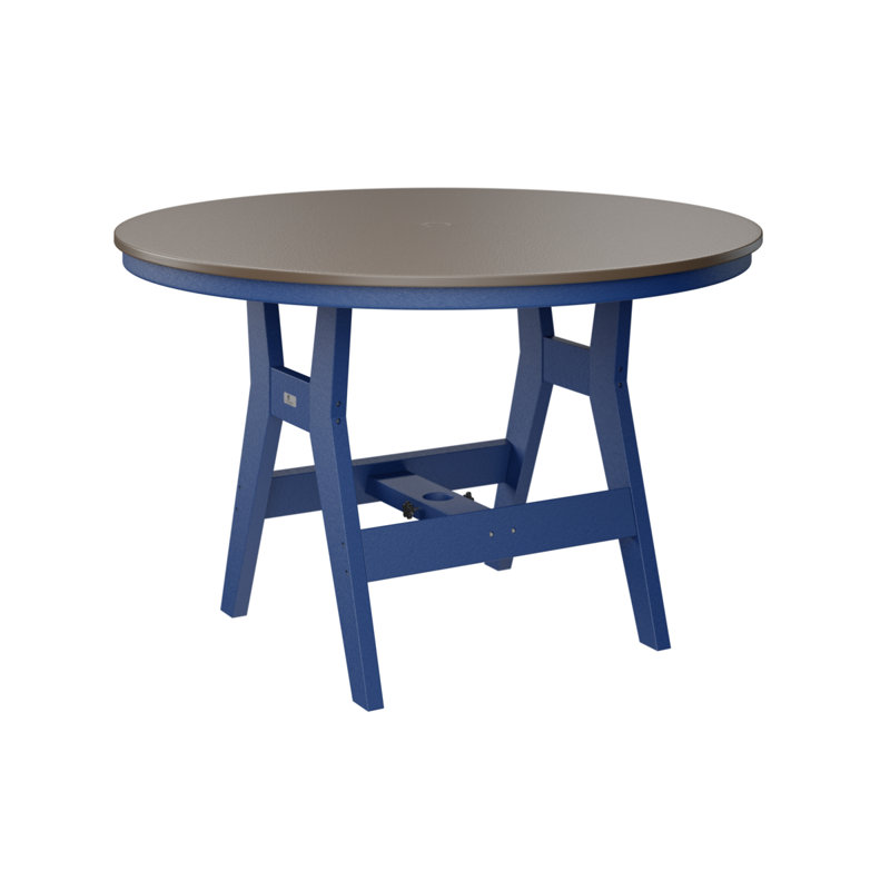 Berlin Gardens Harbor Round Dining Table, Pacific Blue, Hammered Top Bronze, 30.37" H x 48" W x 48" D
