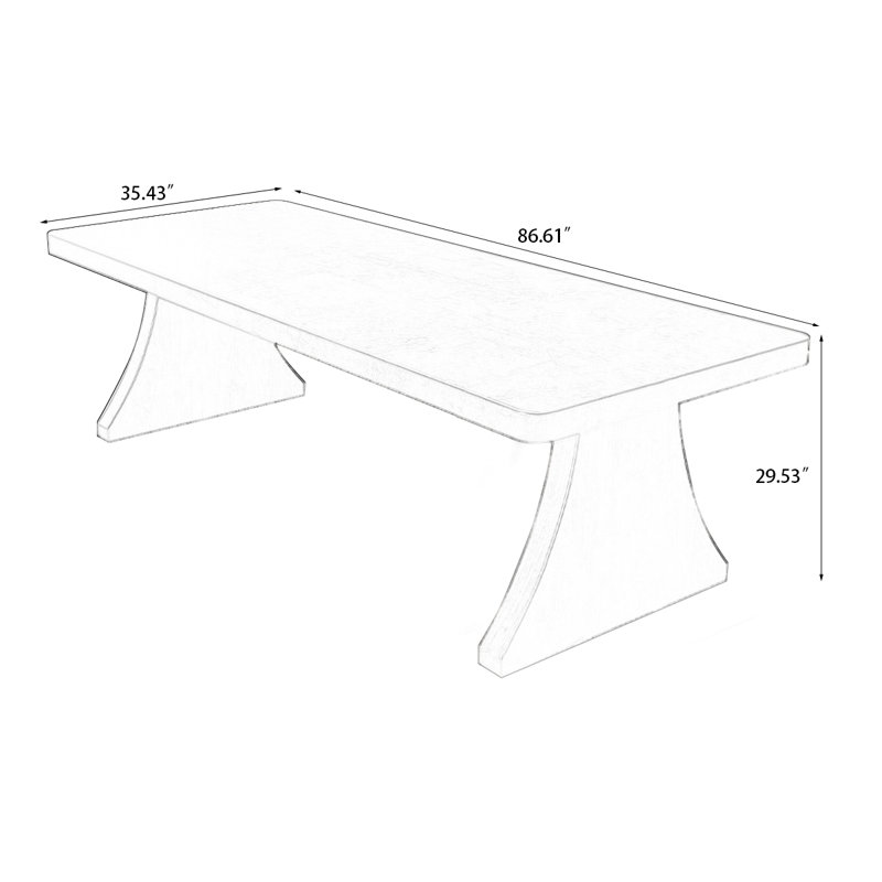 Table de salle à manger rectangulaire grise en bois massif, H 29,53 po x L 86,61 po x l 35,43 po