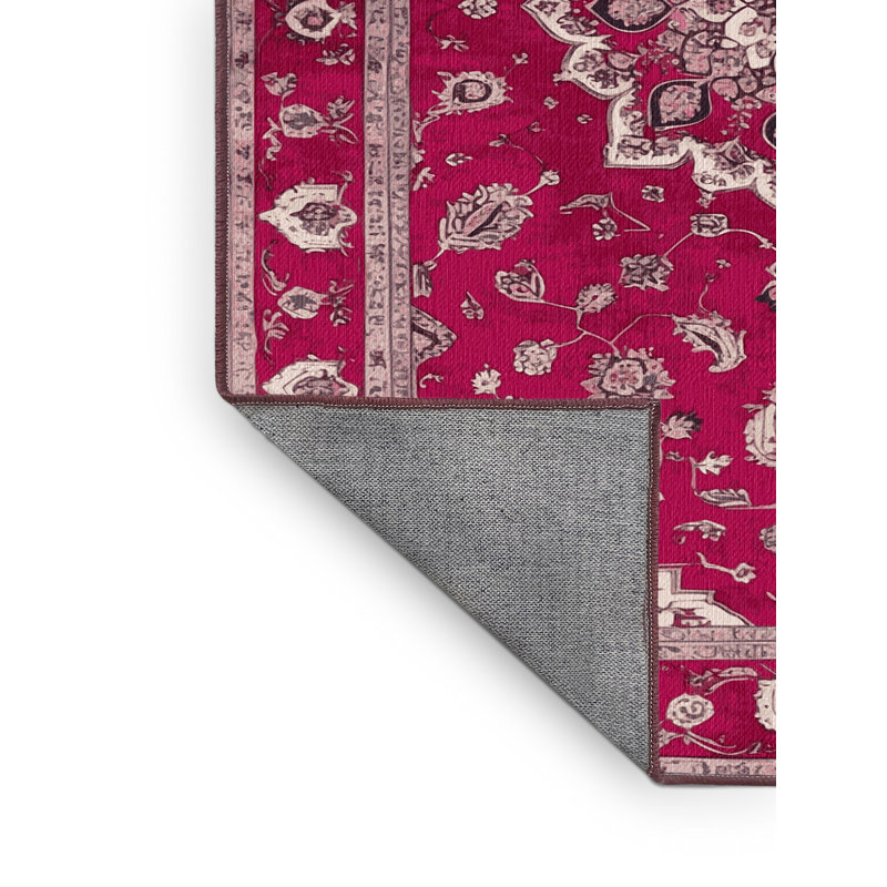 Tapis mauve lavable à la machine Tabriz, Rond 8 pi