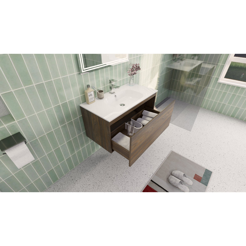 Ensemble de meuble-lavabo mural simple 36 "Tristan, Palissandre