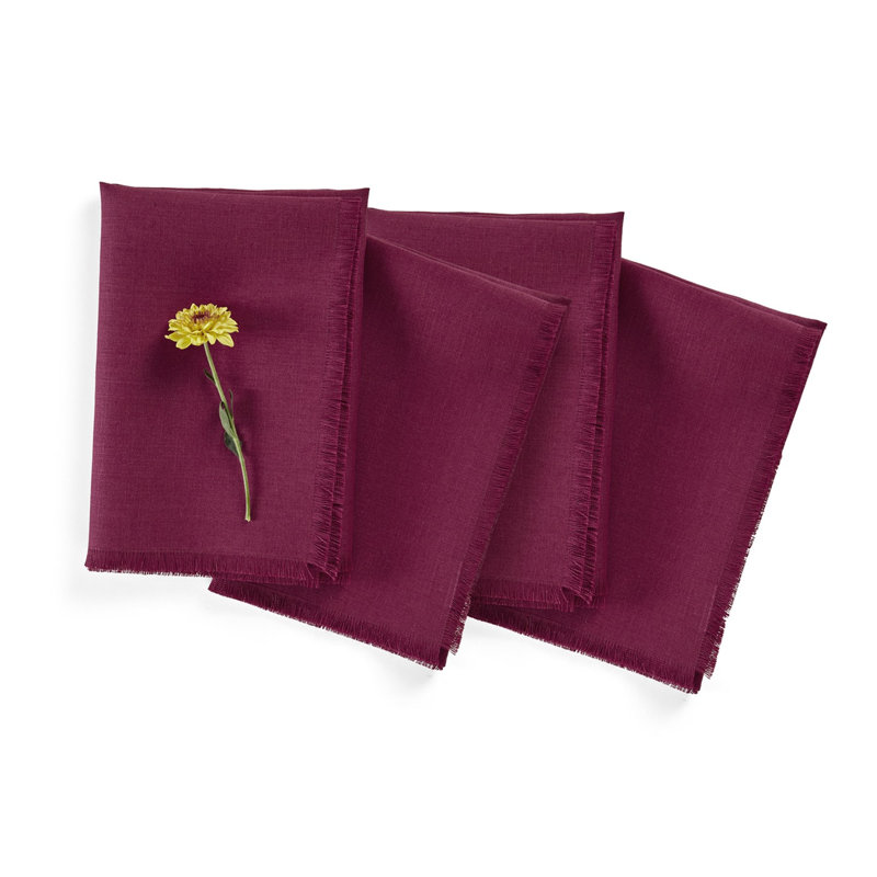 Fringe - 100% Pure Linen Dinner Napkins, Beet