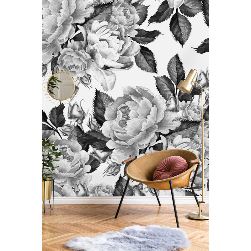 Panneau mural 4 pièces pivoines kiwi, L 8,33 pi x l 100 po