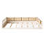 Lit plateforme tapissier en bois pleine grandeur avec garde-corps de sécurité et coussin assorti confortable, ton beige-33239943