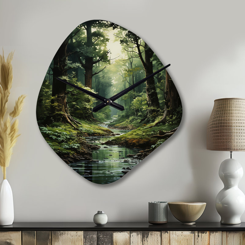 Iancu River Into Enchanted Woods I - Forêt, horloge murale en métal, Grand
