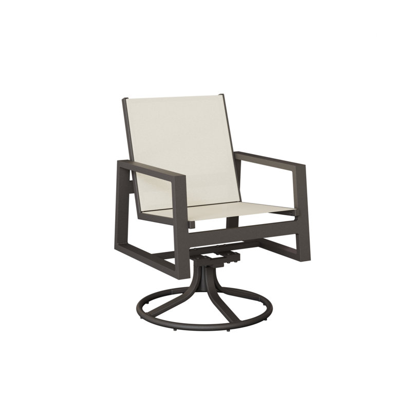 Chaise berçante pivotante en aluminium Vida Luna avec tissu Kozo Abalone, Blanc, Aluminum Graphite Speckle