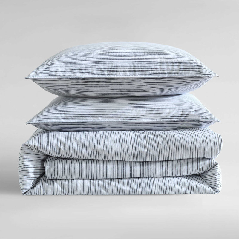 Ensemble d'édredon réversible en coton Calvin Klein, Édredon pour très grand lit + 2 taies décorativ