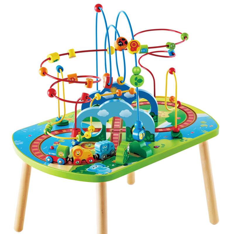 Jungle Adventure Toddler Bead Maze and Railway Train Track Play Table