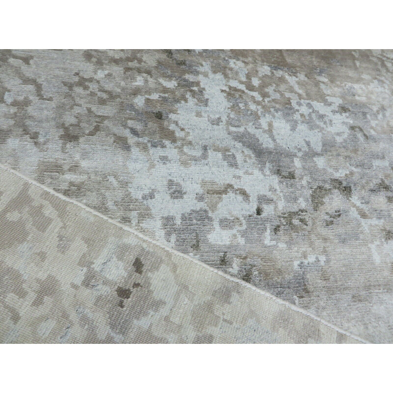 Tapis oriental moderne gris noué à la main 6 pi 2 po x 9 pi 1 po avec soie 3F2EC3FC3DB84528B42A3DBE7CED5E3E