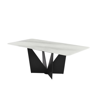 Arguelles Modern 79 In. Rectangular Dining Table With White Tempered Glass Table Top - Seats Up To 6