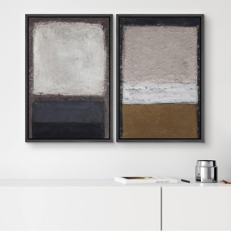 «Grey Brown Pastel Geometric Color Blocks Abstract Shapes Art Contemporary», impression sur toile 2 pièces