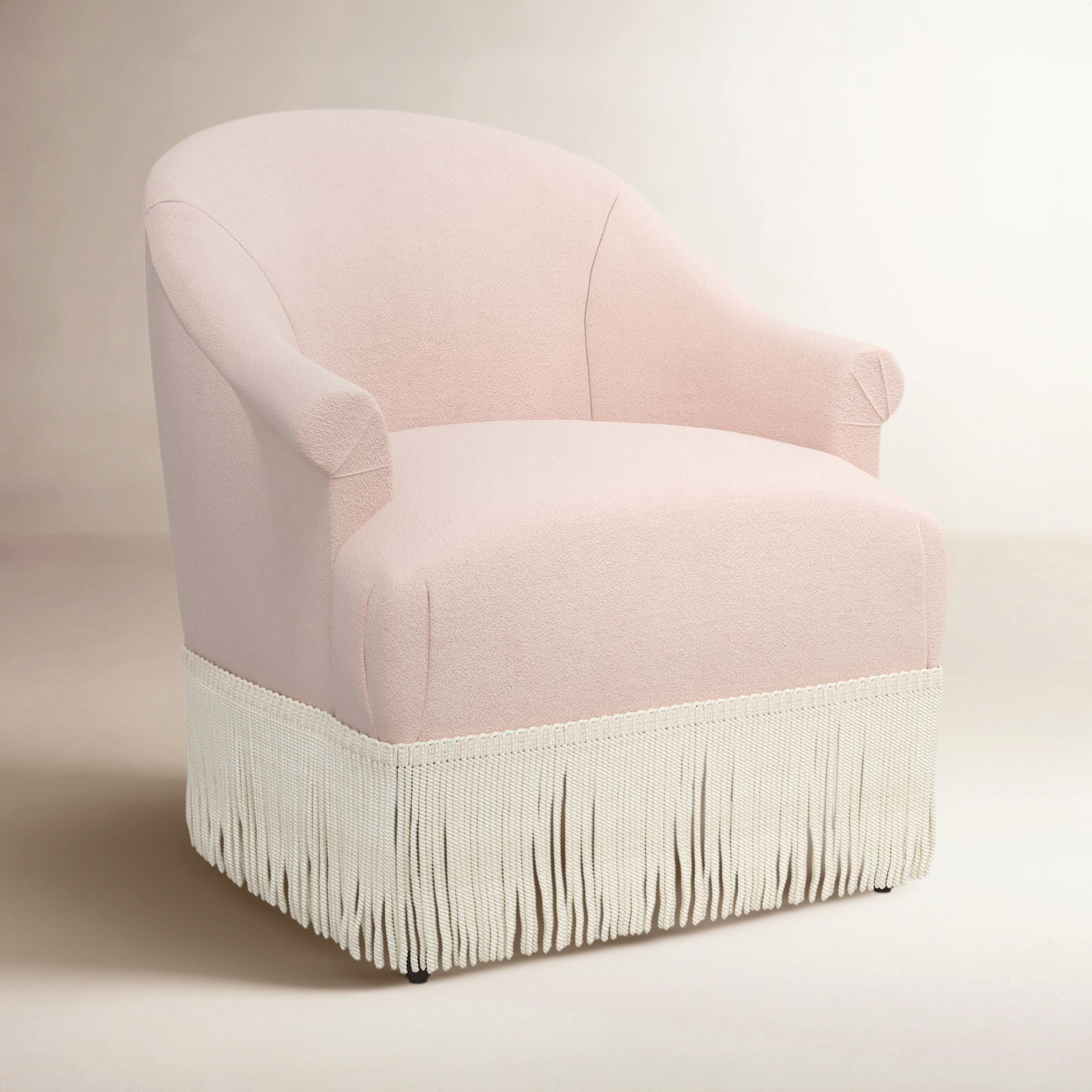 Callie Pine Wingback Chair, Classic Blush Performance Velvet, Ivory