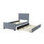 Lit plateforme tapissier simple en velours avec lit gigogne simple-401522880