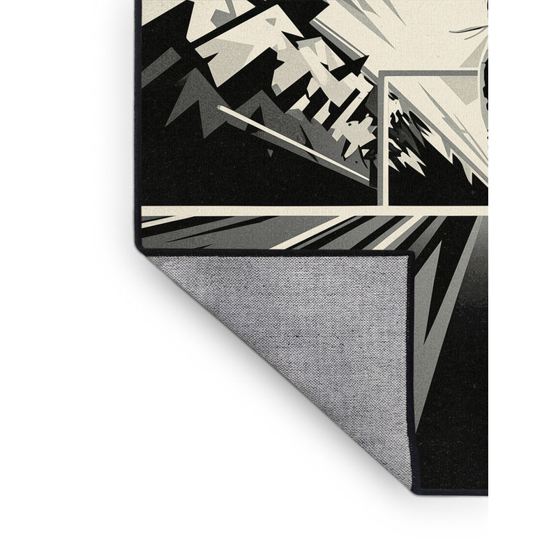Machine Washable Takengon American Football Touchdown Scene Bold & Eclectic Modern Geometric Rug in Green – Black Binding