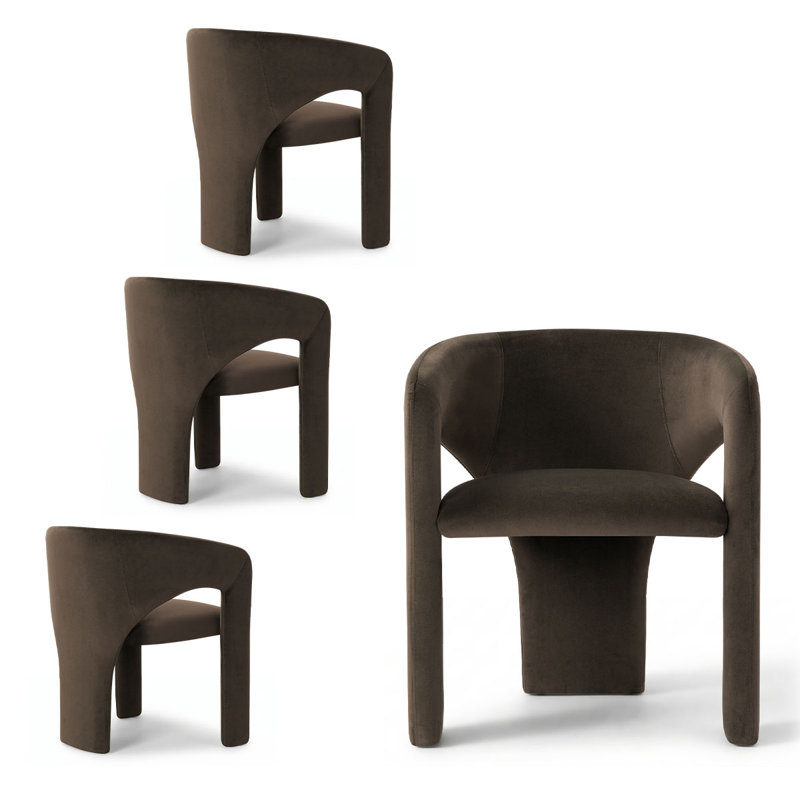 Ensemble de 4 chaises de salle à manger Modern Velvet, Brun chocolat