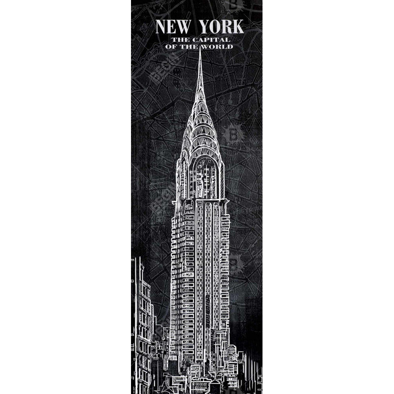 Chrystler Tower Sketch - Black Framed Canvas Home Decor