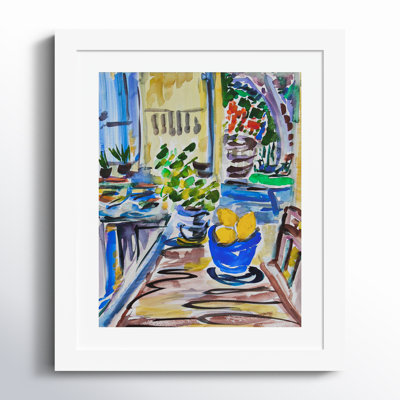 « Citrons bleus » de Charline, sur papier encadré, par Charline Print